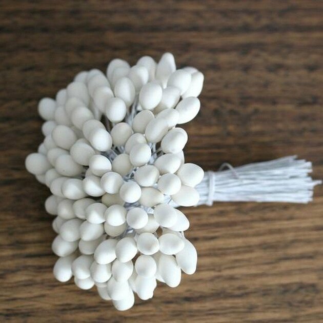 Pistils Etamines pour coeurs de fleurs artificielles blanc