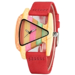Creative-Femmes-montre-en-bois-Unique-Color-En-Bois-Triangle-Creux-montre-quartz-Dames-l-gant