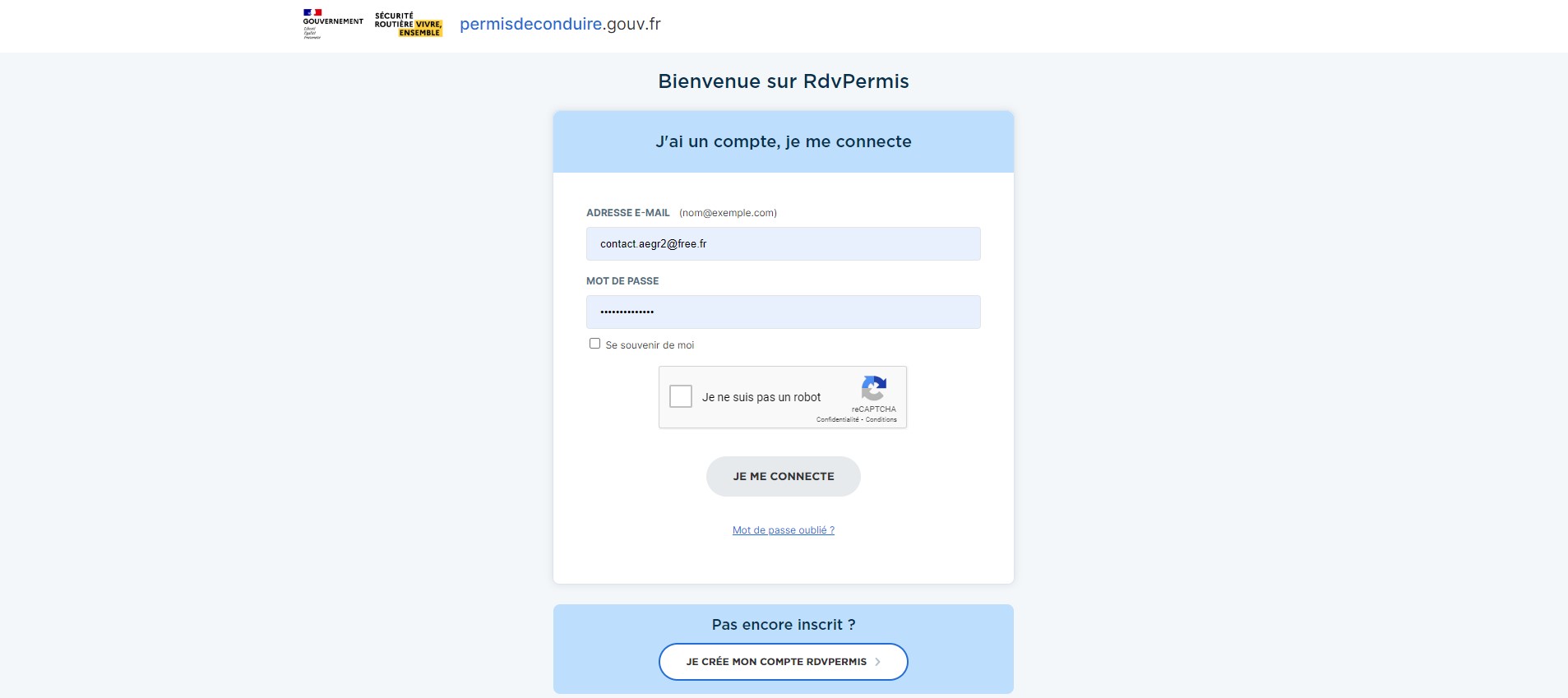 Je me connecte à RdvPermis