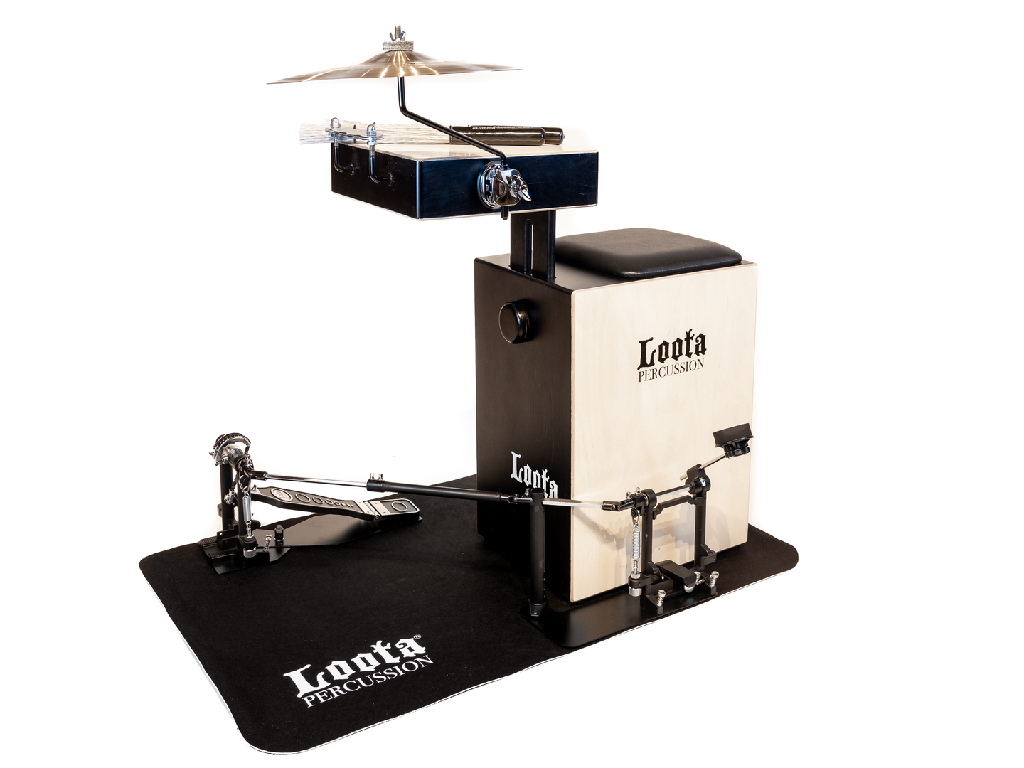 Batterie cajon Loota percussion noir charbon Kit complet