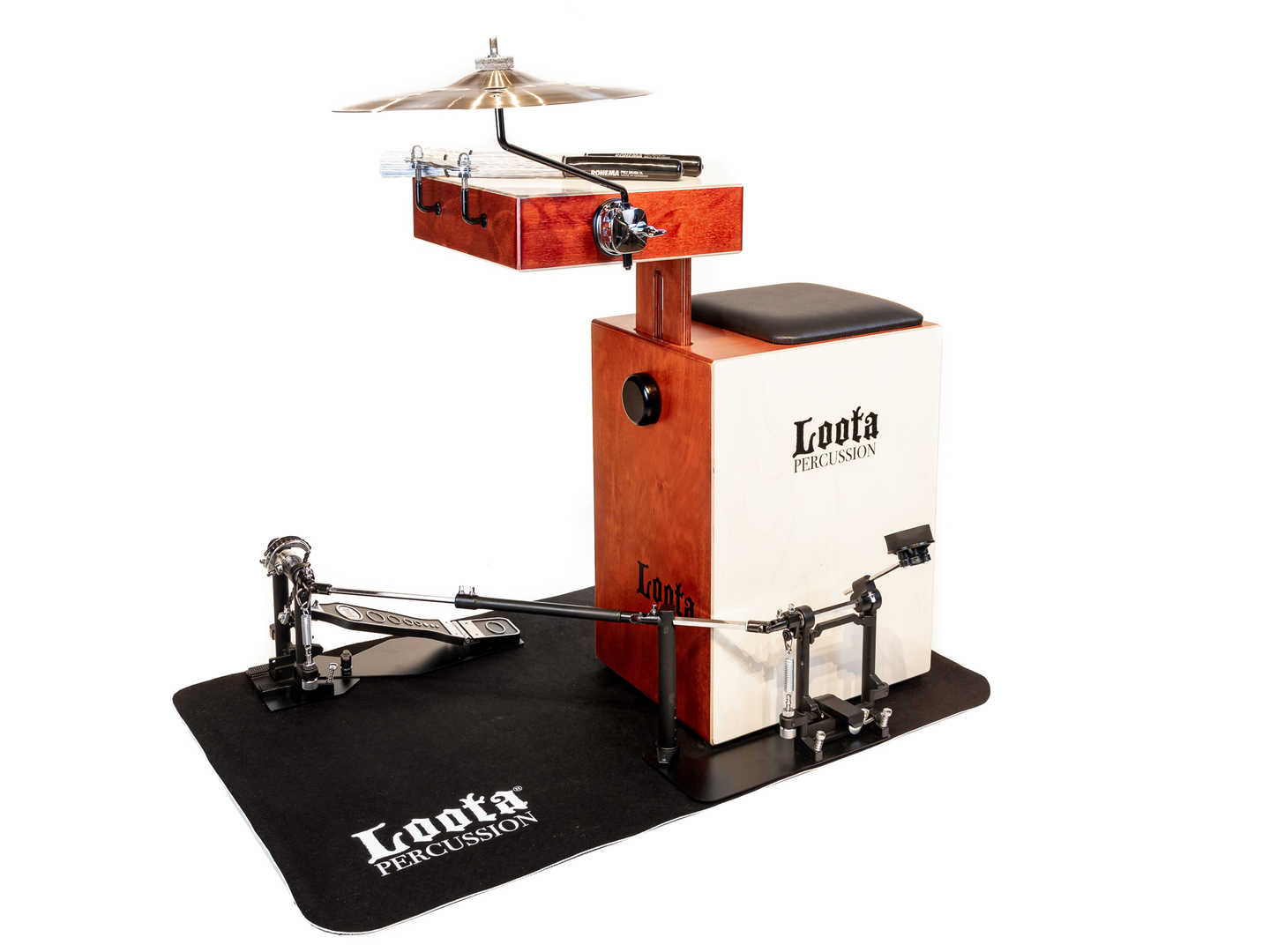 Batterie cajon Loota percussion cerise sauvage Kit complet