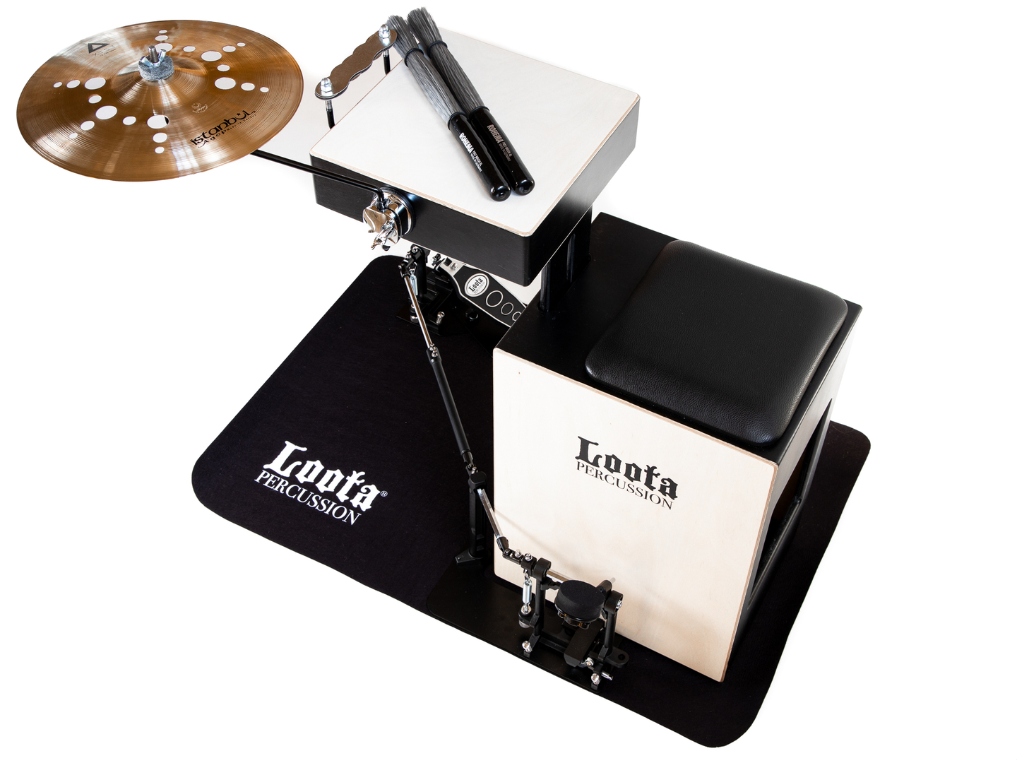 Batterie cajon Loota percussion noir charbon Kit complet