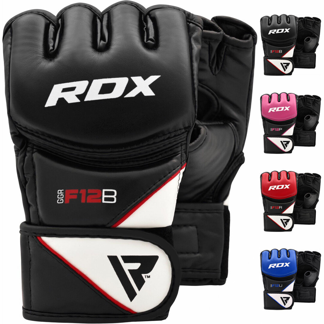 Gants Grappling Playwell Krav Maga - Noir - Paume Ouverte - Protection Poignet - Cuir Synthétique