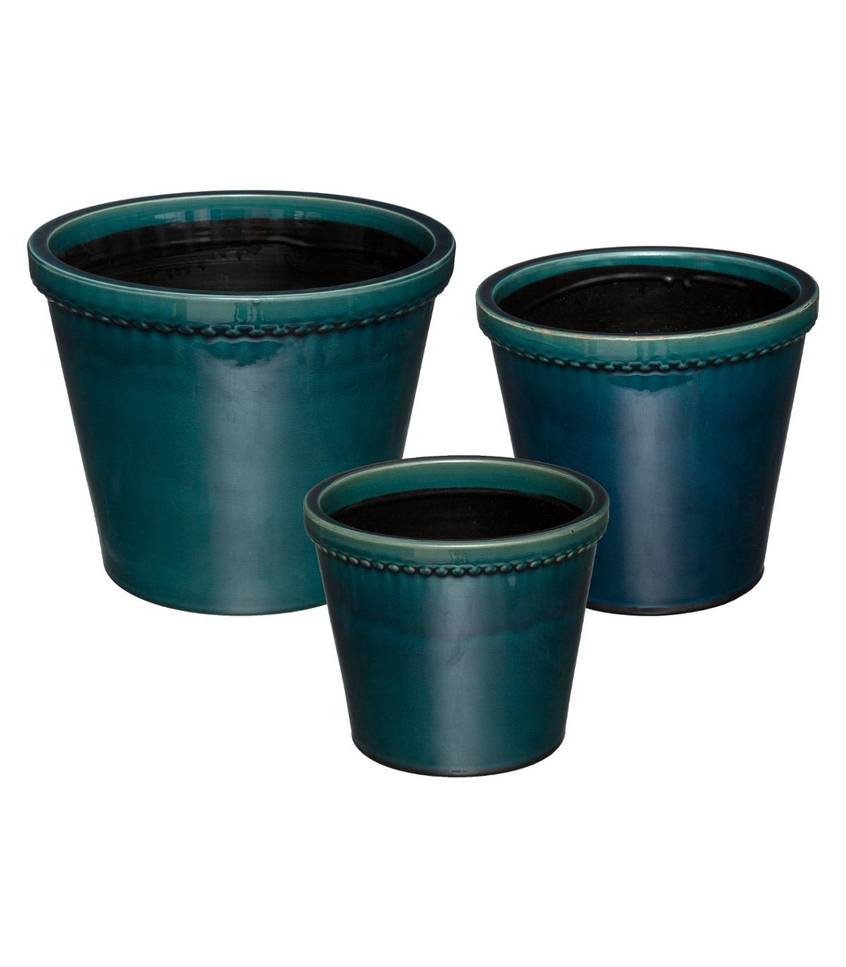 LOT DE 3 POTS EN CÉRAMIQUE FOLK