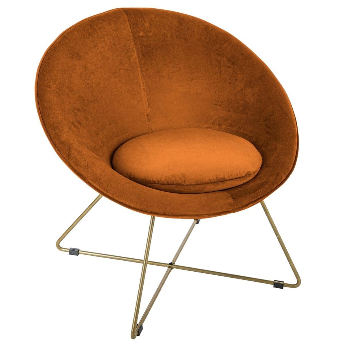 FAUTEUIL EN VELOURS EVAN AMBRE