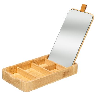 BOÎTE À BIJOUX MIROIR EN BAMBOU CUIR