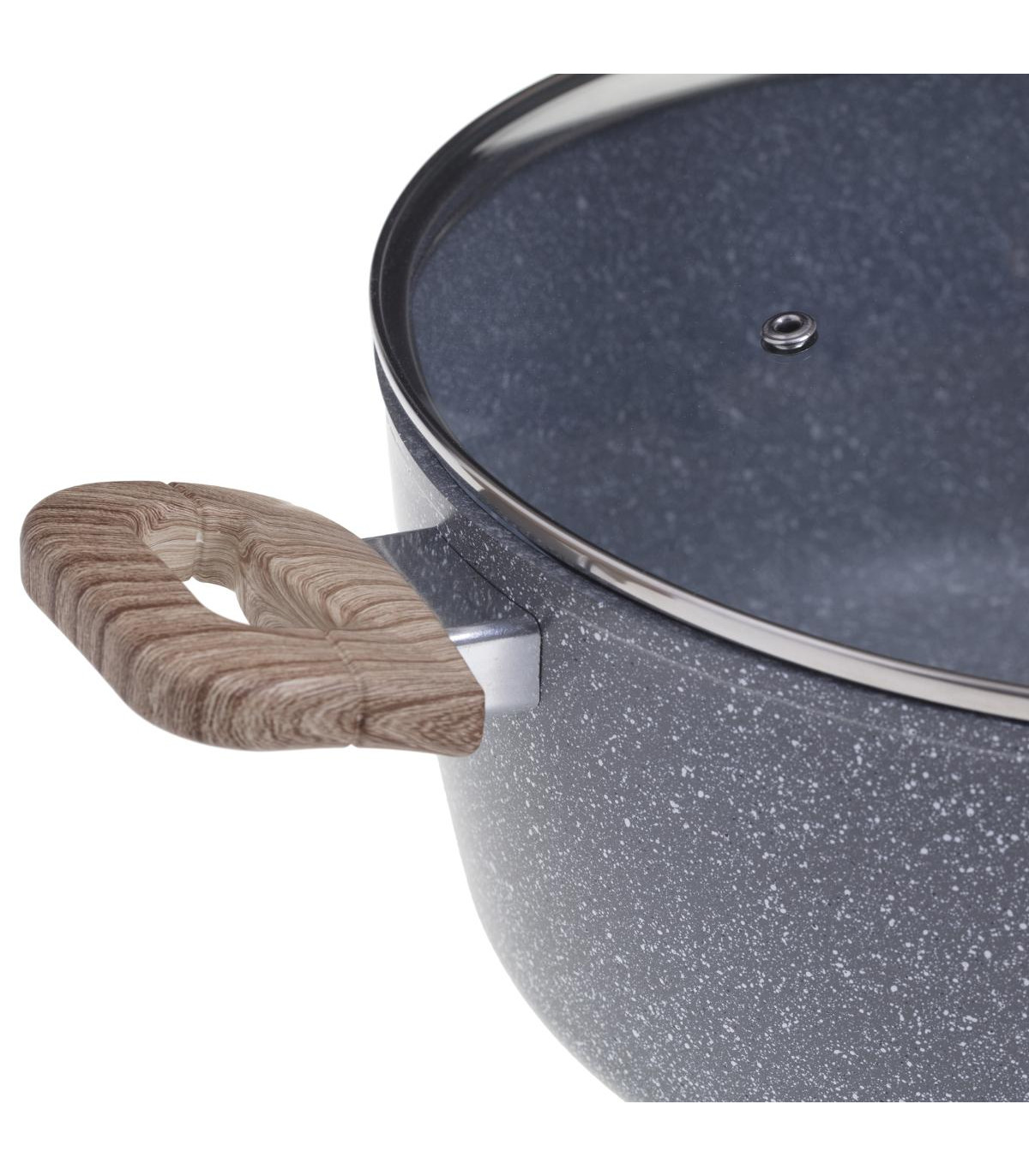 Casserole/Faitout Techwood 28cm En Aluminium Forgé - Revêtement Anti-adhésif Marbré - Compatible Induction & Tous Feux
