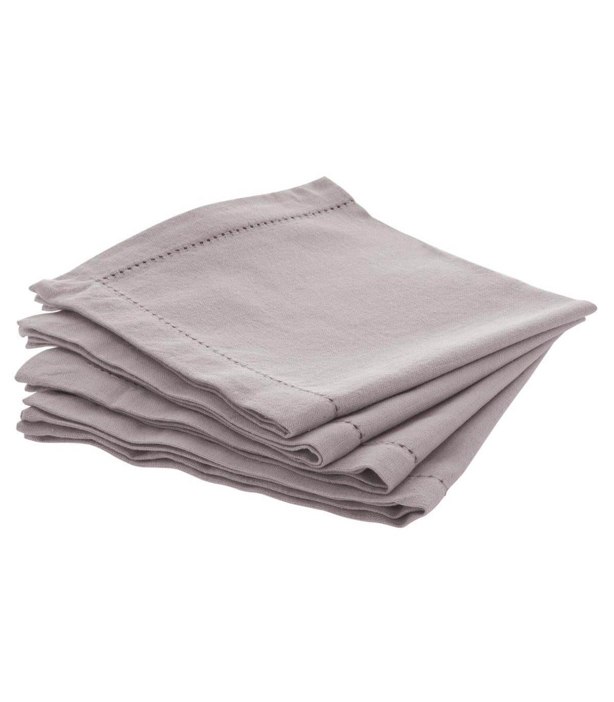 LOT DE 4 SERVIETTES DE TABLE EN COTON CHAMBRAY GRIS CLAIR