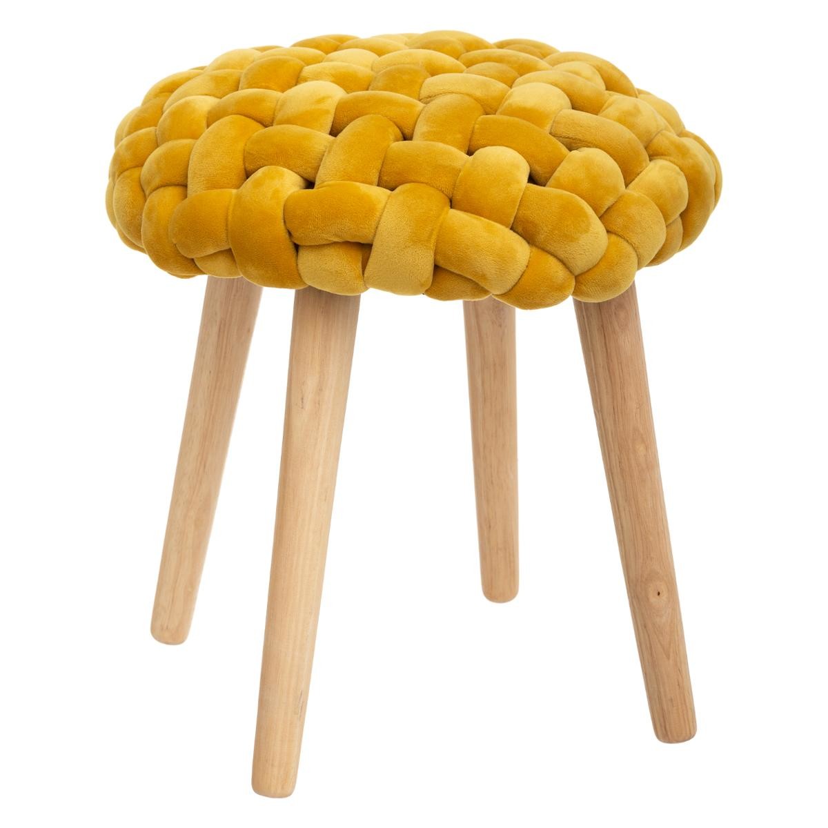 TABOURET TRICOT COSY MOUTARD