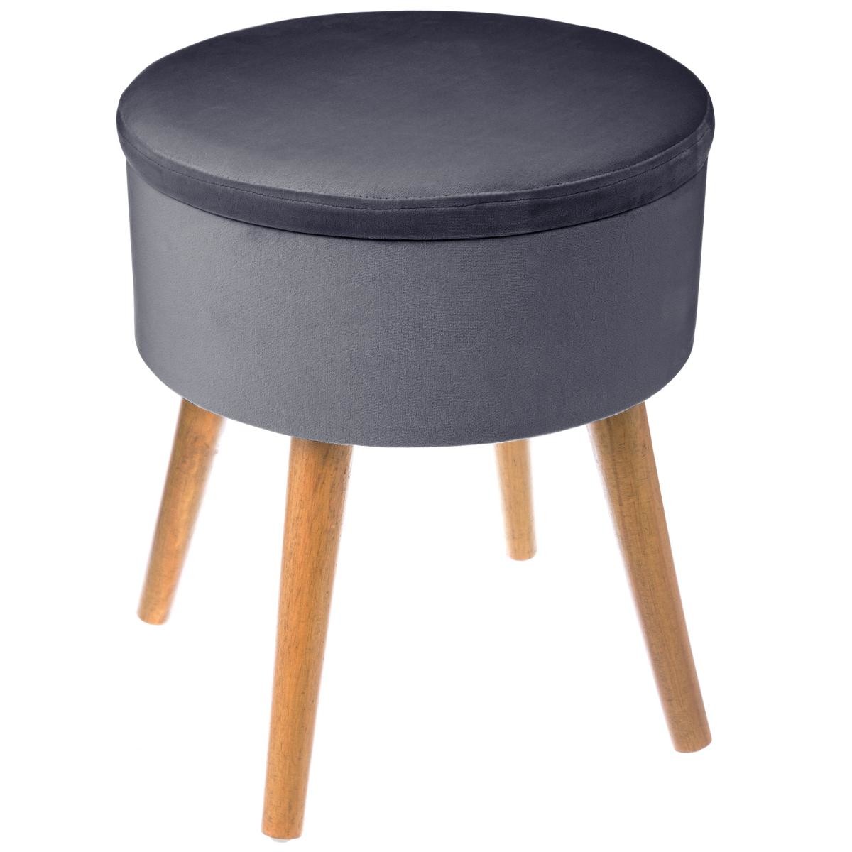 TABOURET COFFRE EN VELOURS TESS GRIS TREND