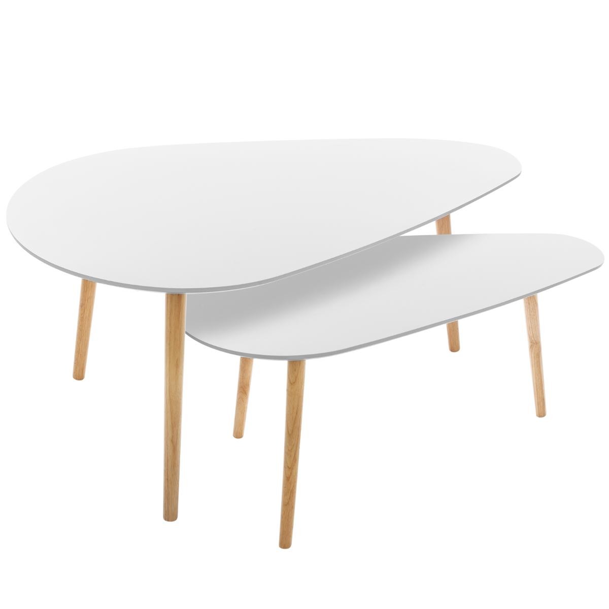 LOT DE 2 TABLES CAFÉ MILEO GRAND MODÈLE BLANC