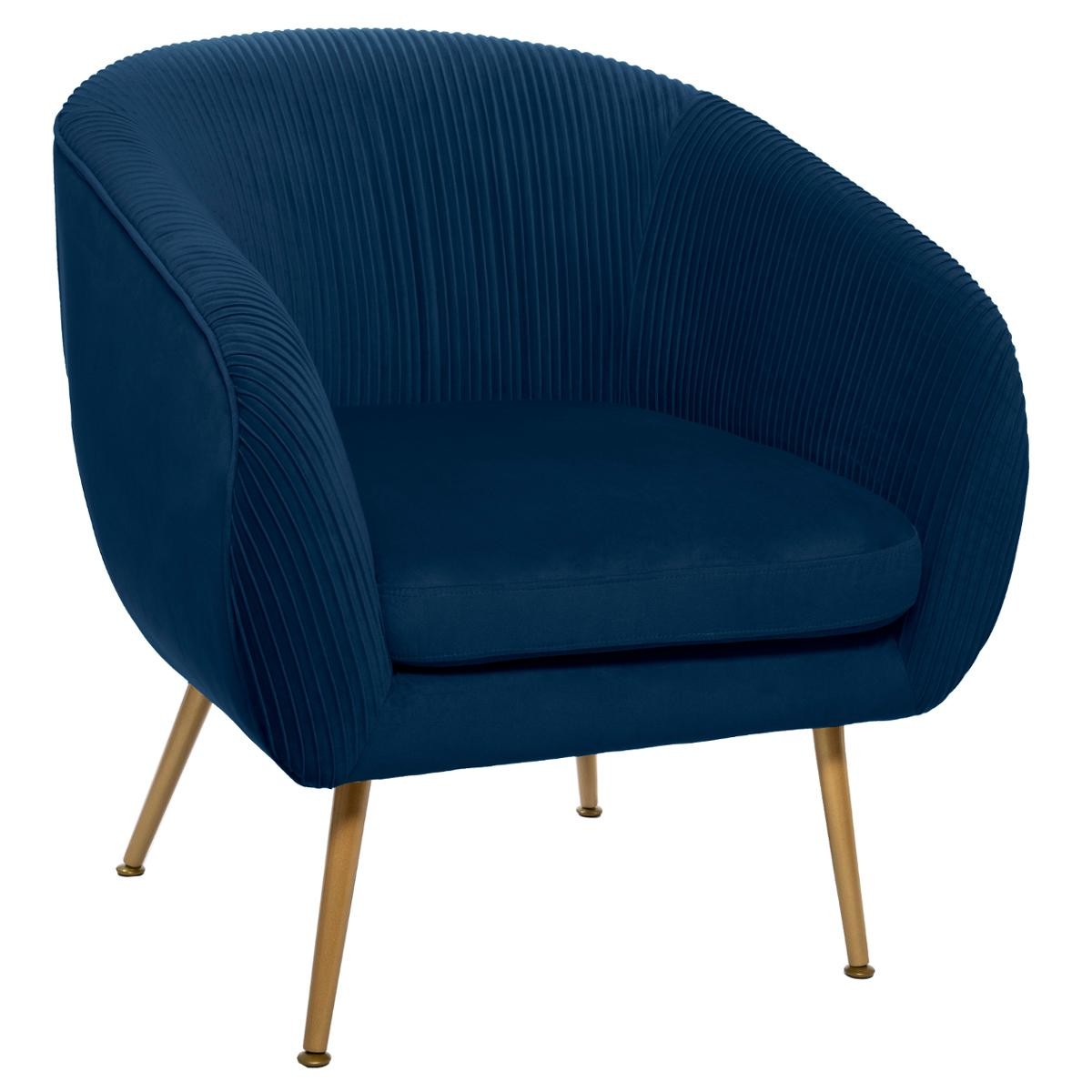 FAUTEUIL EN VELOURS PLISSÉ SOLARO BLEU