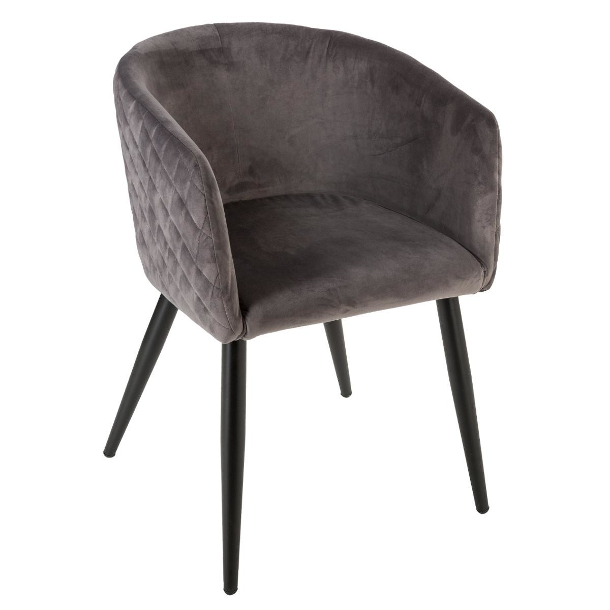 FAUTEUIL DE DINER EN VELOURS MARLO GRIS FONCÉ