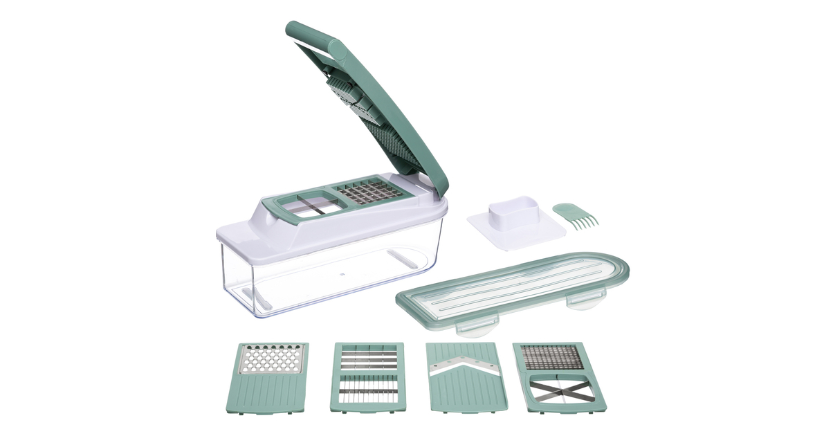 Mandoline De Cuisine Multi-découpe - 10 Accessoires, Coupe Légumes Fruits | Sécurité, Facile à Nettoyer