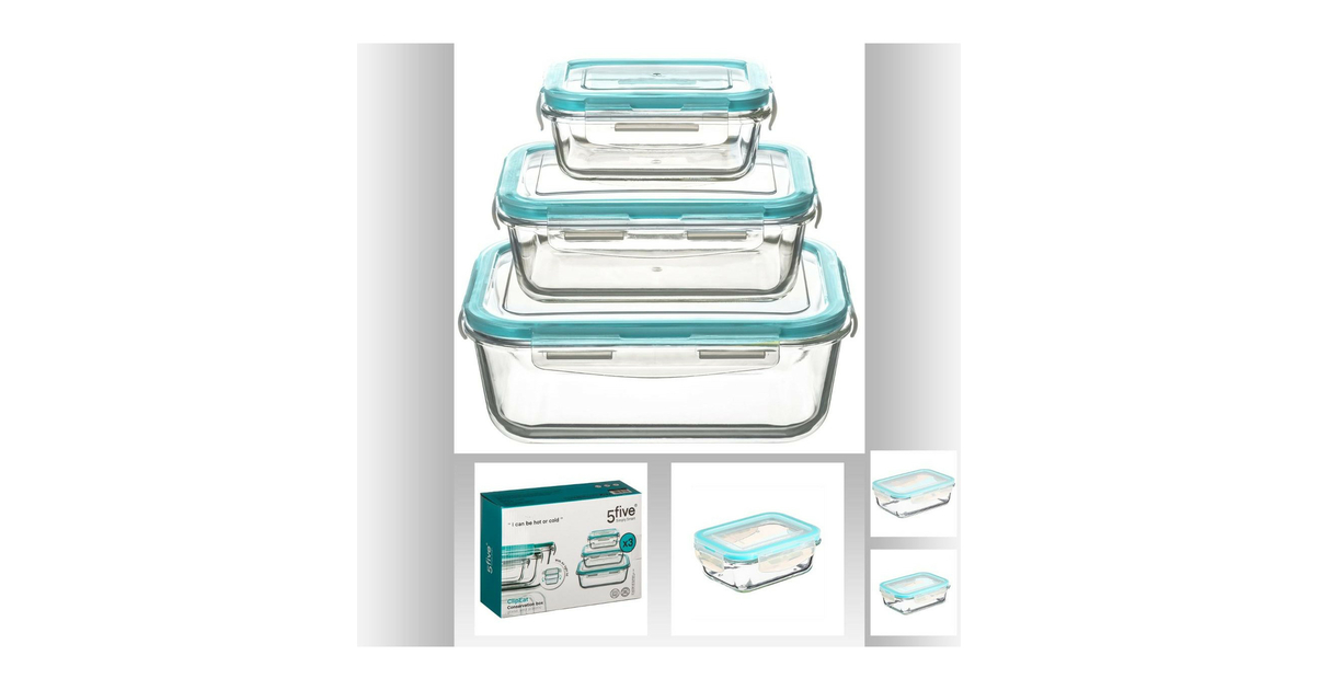 Lot De 3 Boîtes De Conservation Alimentaire En Verre – Navaris – Rectangulaires