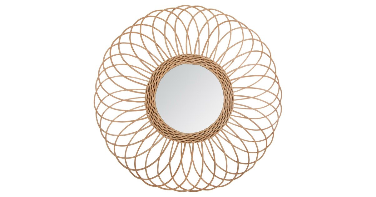 Atmosphera - Miroir Fleur En Rotin D38 Cm - Décoration Murale Élégante Et Naturelle