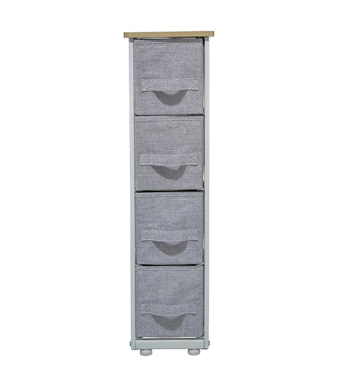 MEUBLE DE RANGEMENT ÉTROIT 4 TIROIRS GRIS CLAIR Armoire & Casier