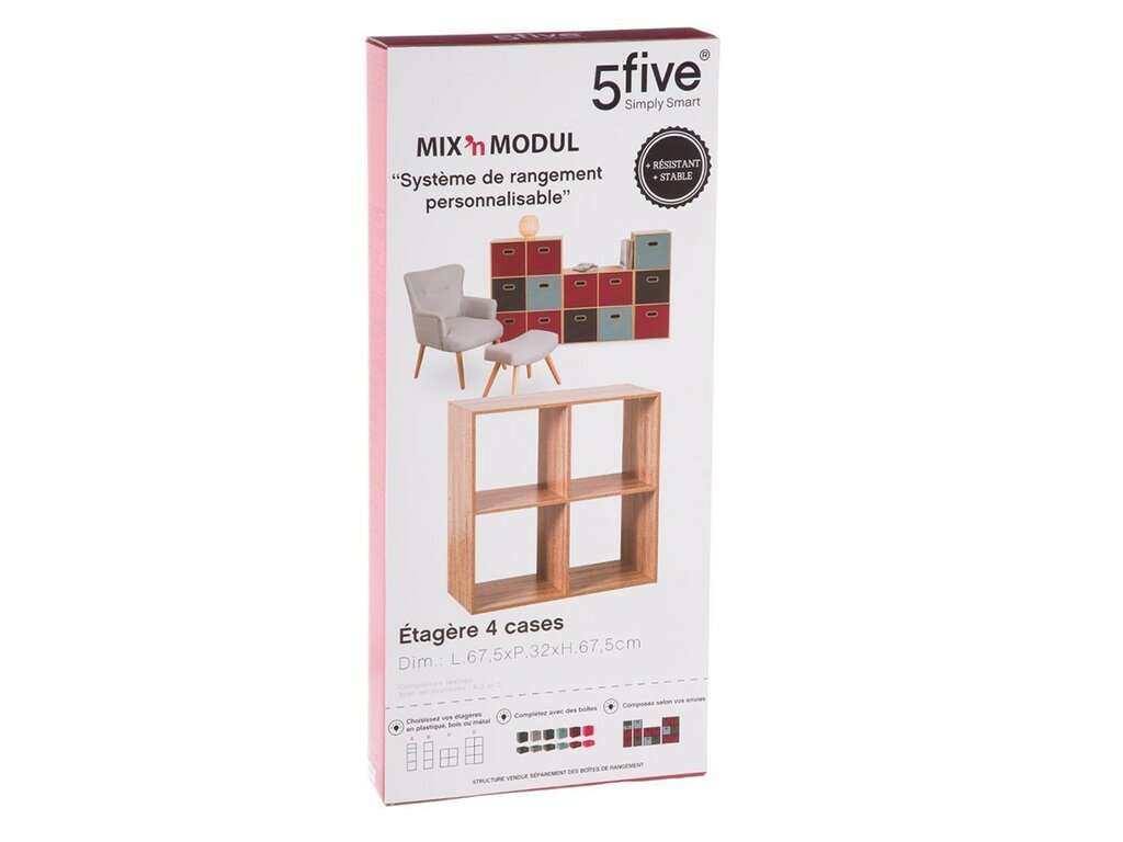 5five Simply Smart - Étagères colonne 3 cases Effet chêne gris Mix N' Modul