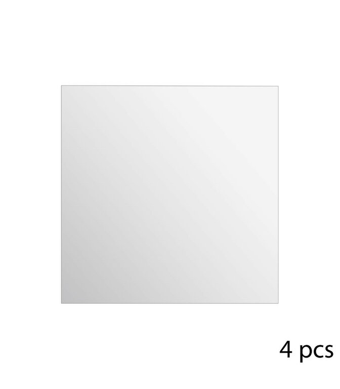 Lot De 4 Miroirs Adhésifs Acryliques 20x20 Cm - Sans Perçage - Décoration Murale Facile