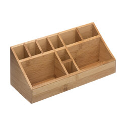 Organisateur De Bureau En Bambou Avec 2 Tiroirs - 35x25x15 Cm - Rangement Bijoux, Cosmétiques, Bureau, Salon