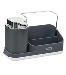 Organiseur évier Cuisine – Sans Perçage – 29,5 X 13,3 X 6,7 Cm – Avec égouttoir Amovible Et Crochets – Aluminium Spatial – Rangement éponges, Savon, Torchons