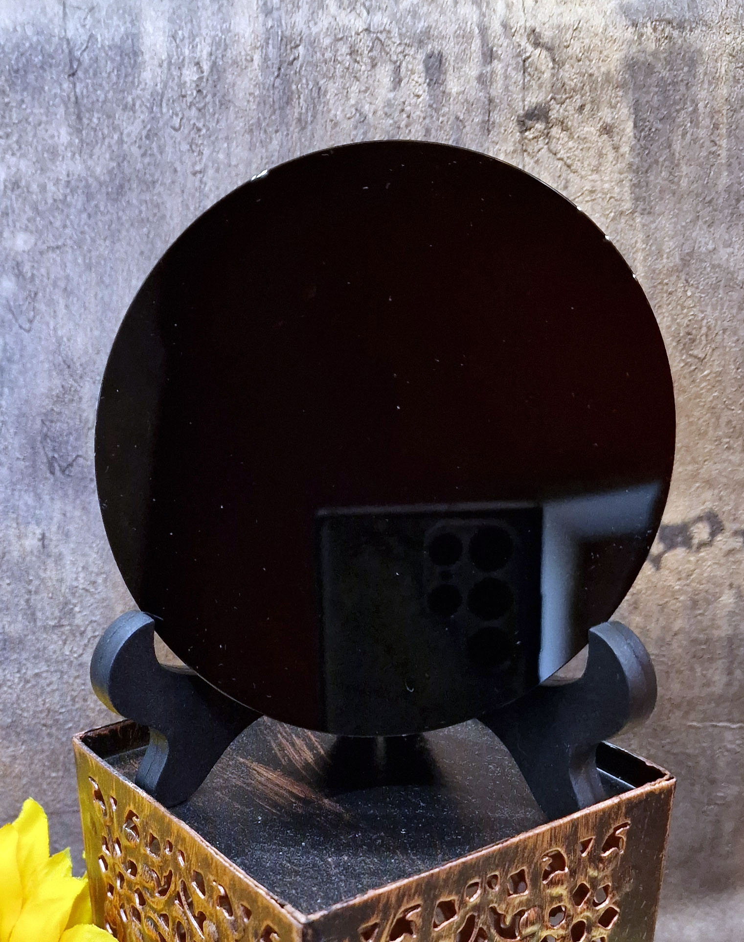 Miroir En Obsidienne Noire Avec Support - Pierre Naturelle Polie, Décoration Et énergie - 6