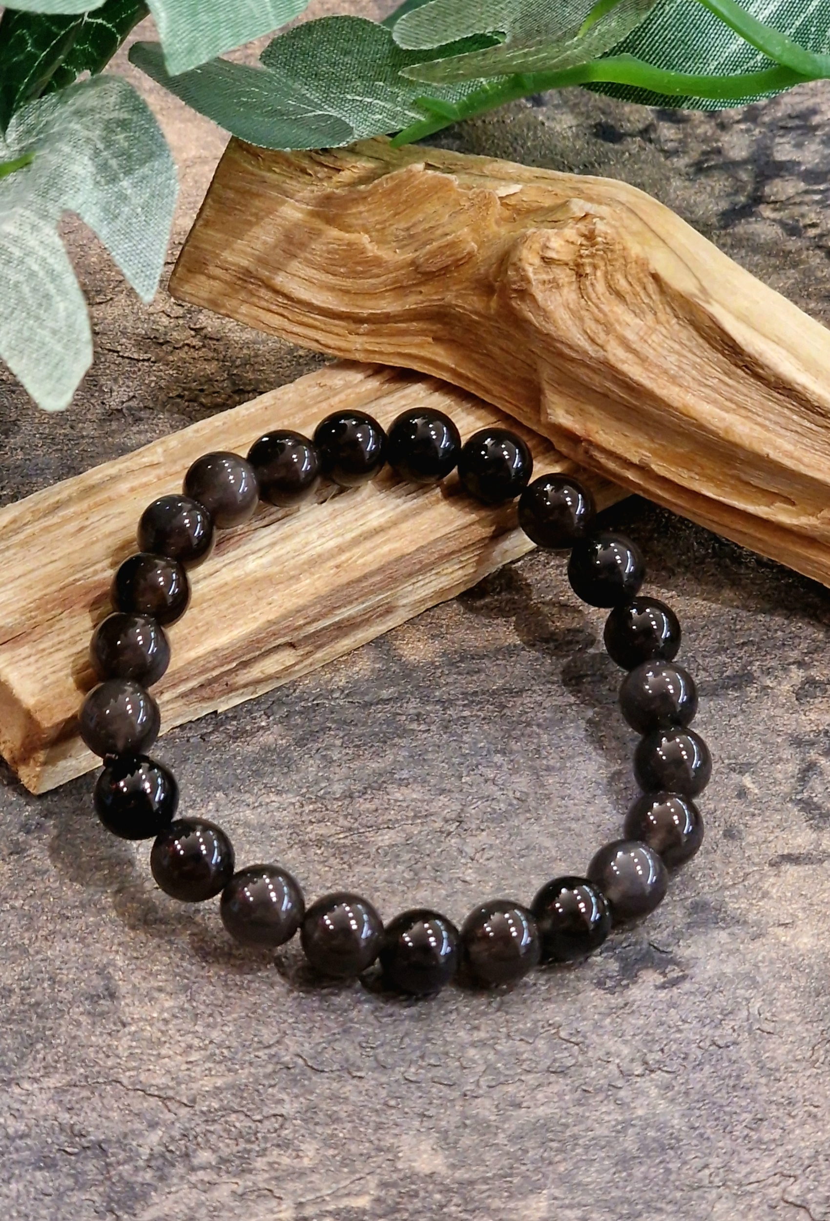 Bracelet 8mm obsidienne larme d\'apache