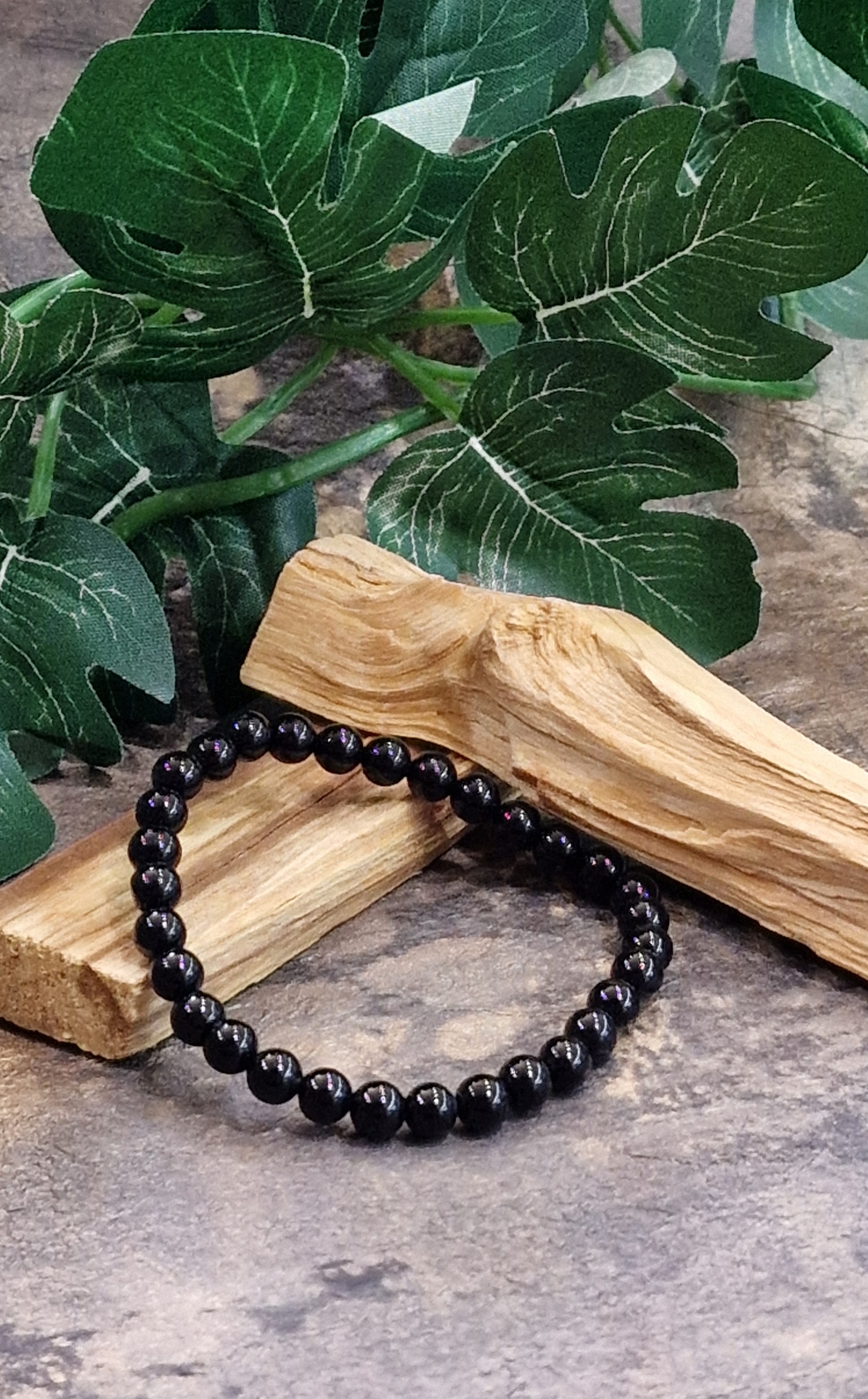 Bracelet 6mm obsidienne noire