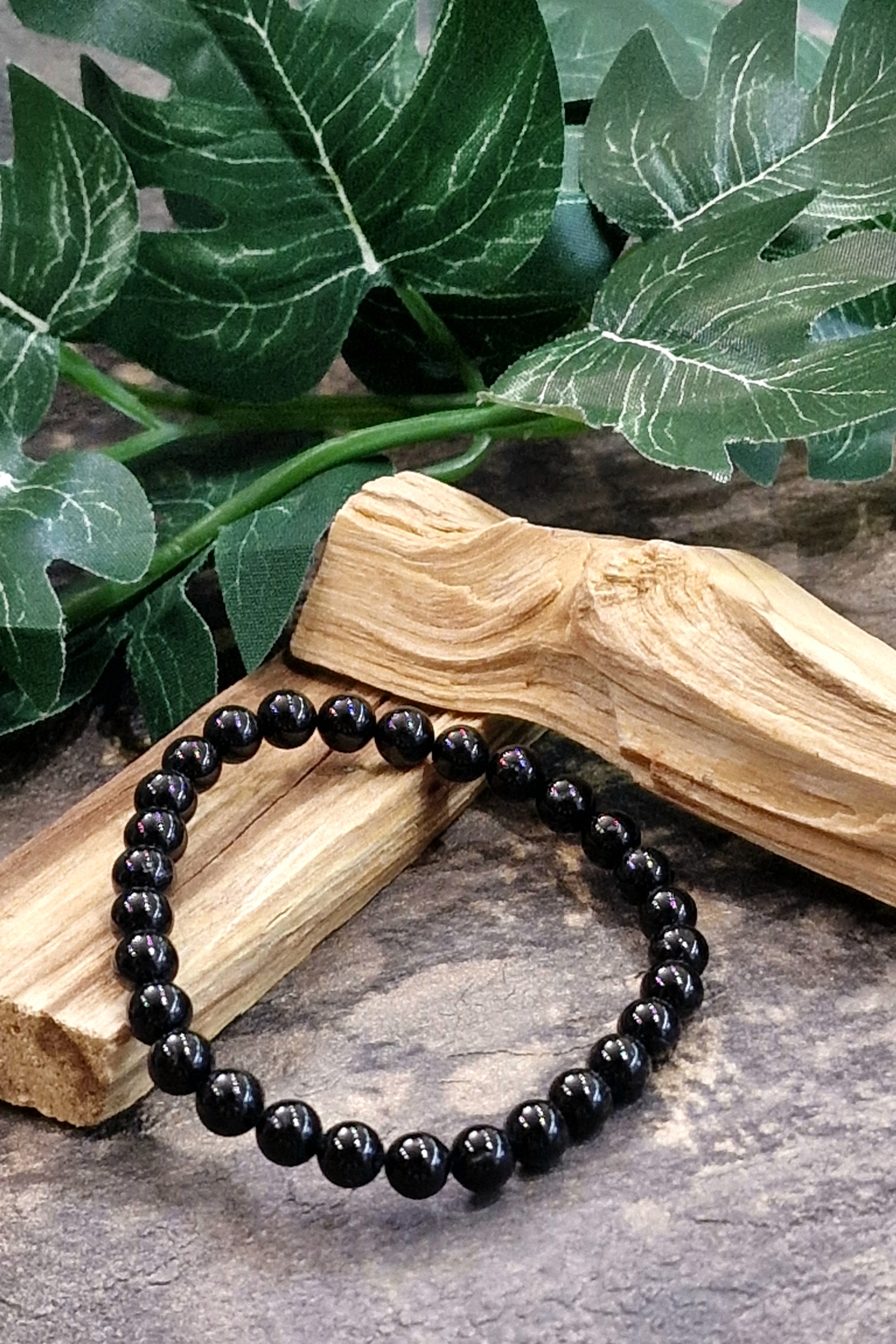 Bracelet 6mm tourmaline noire