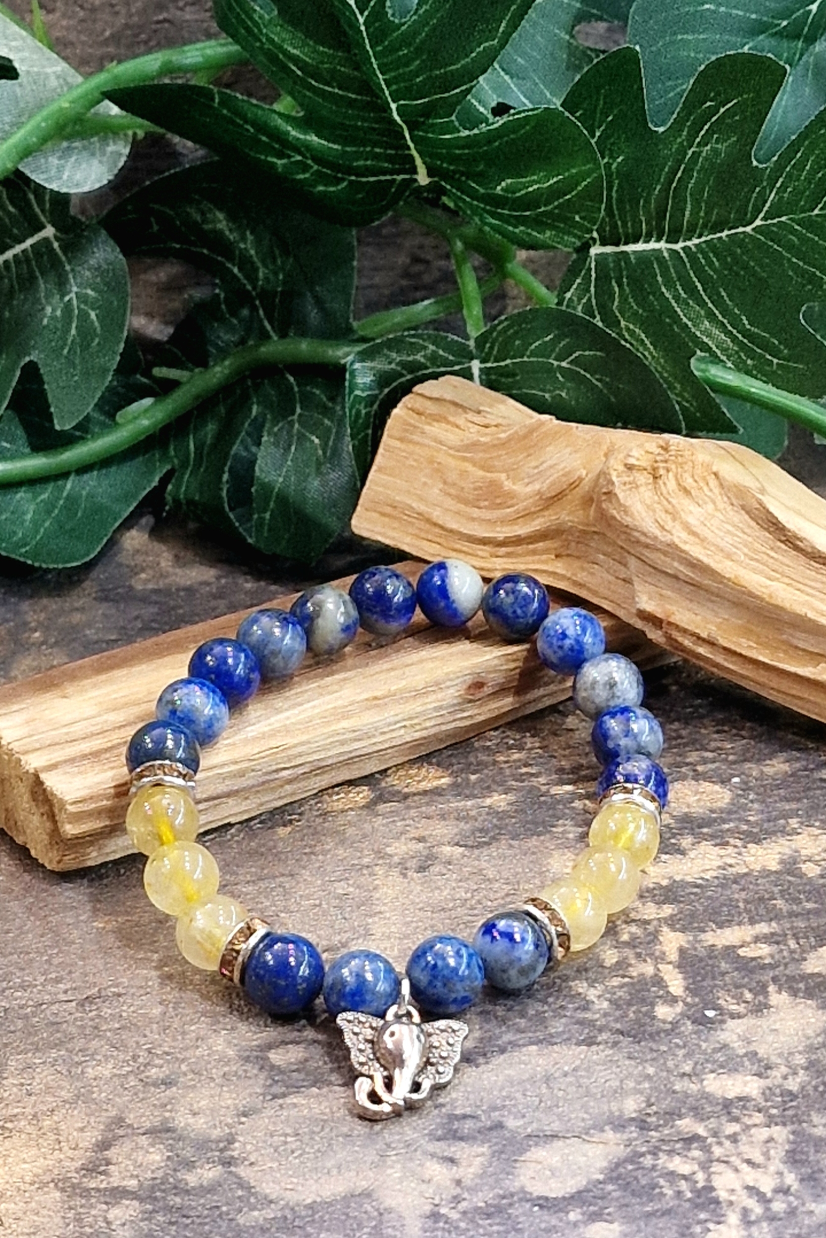 Bracelet Charms Lapis lazuli et Quartz Rutile