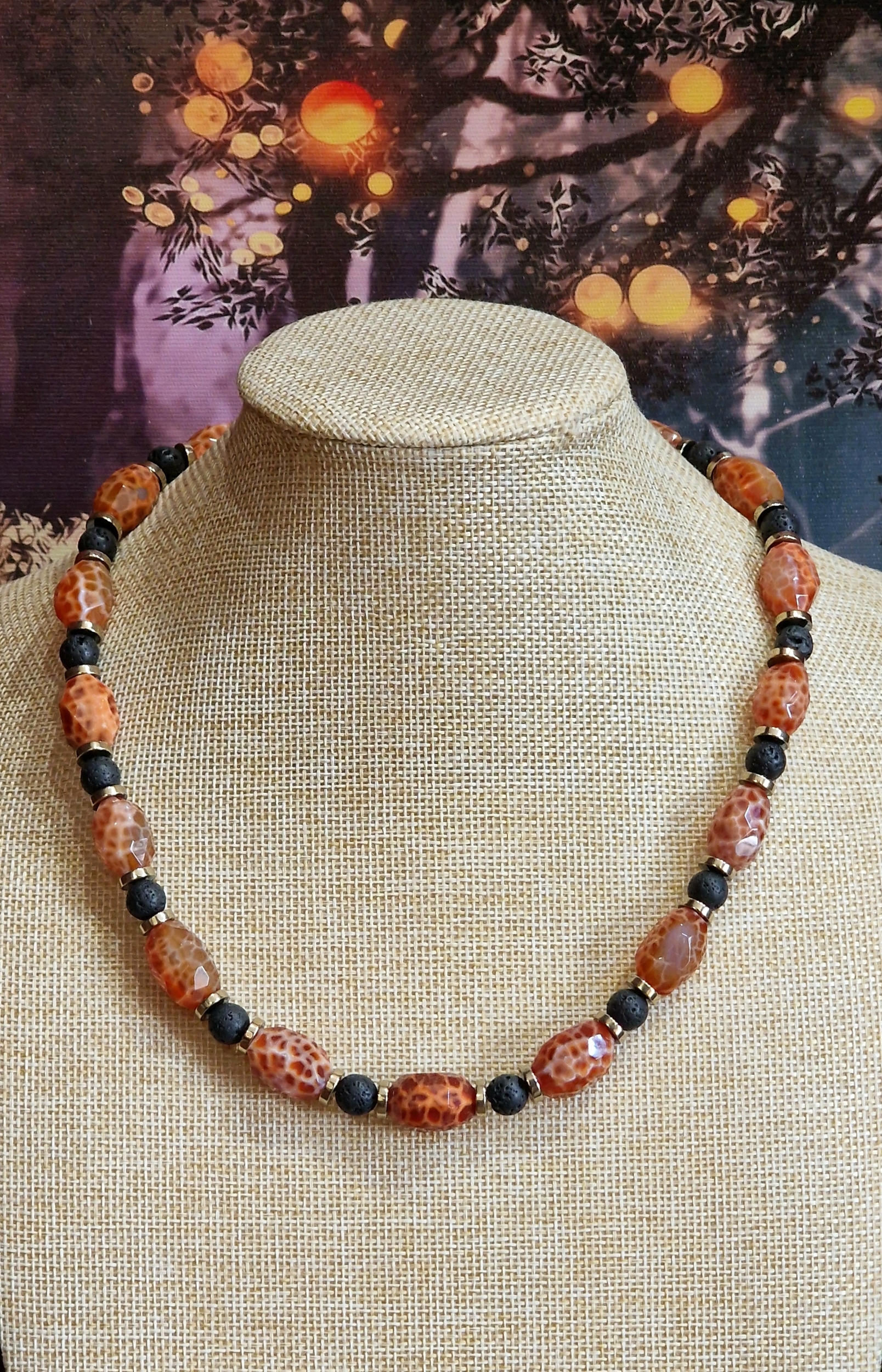 Collier cornaline et lave