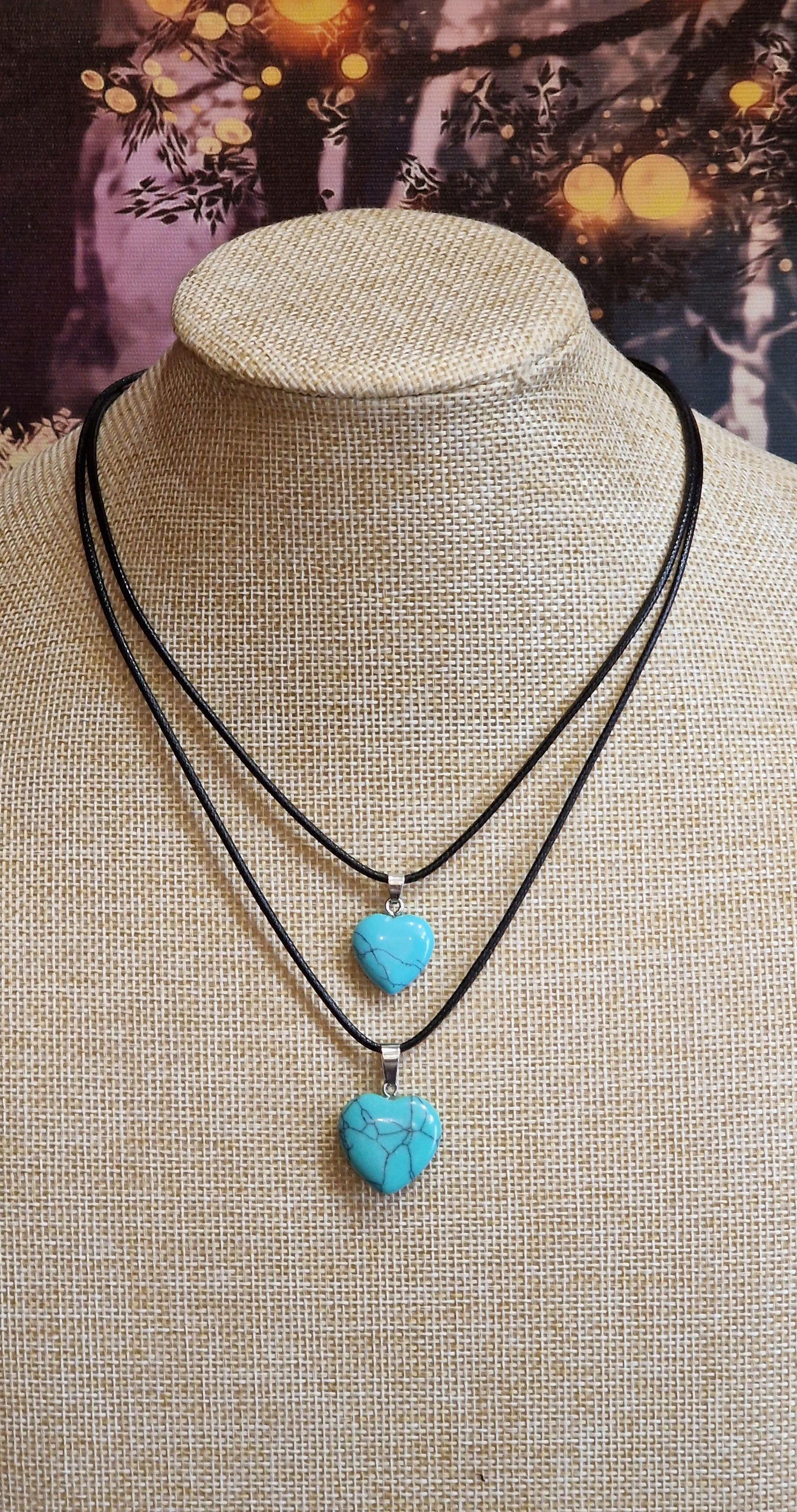 Pendentif coeur howlite bleue