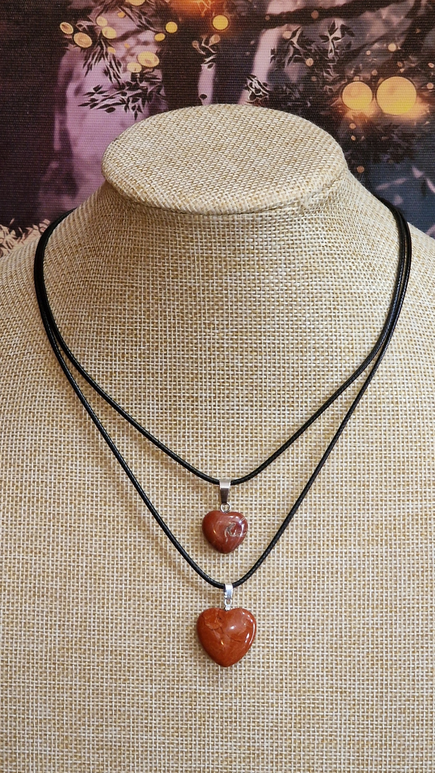 Pendentif coeur jaspe rouge