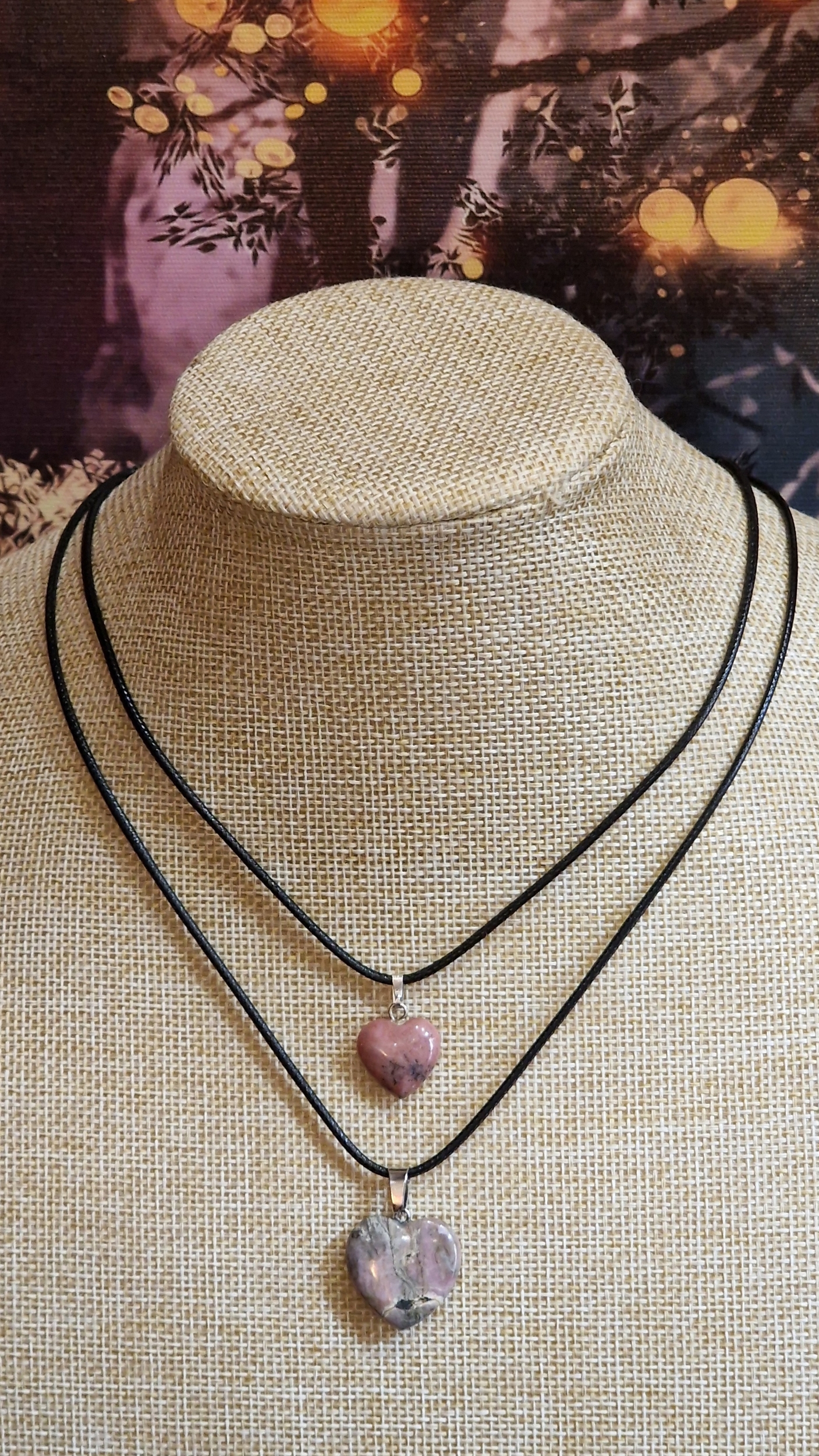 Pendentif coeur rhodonite
