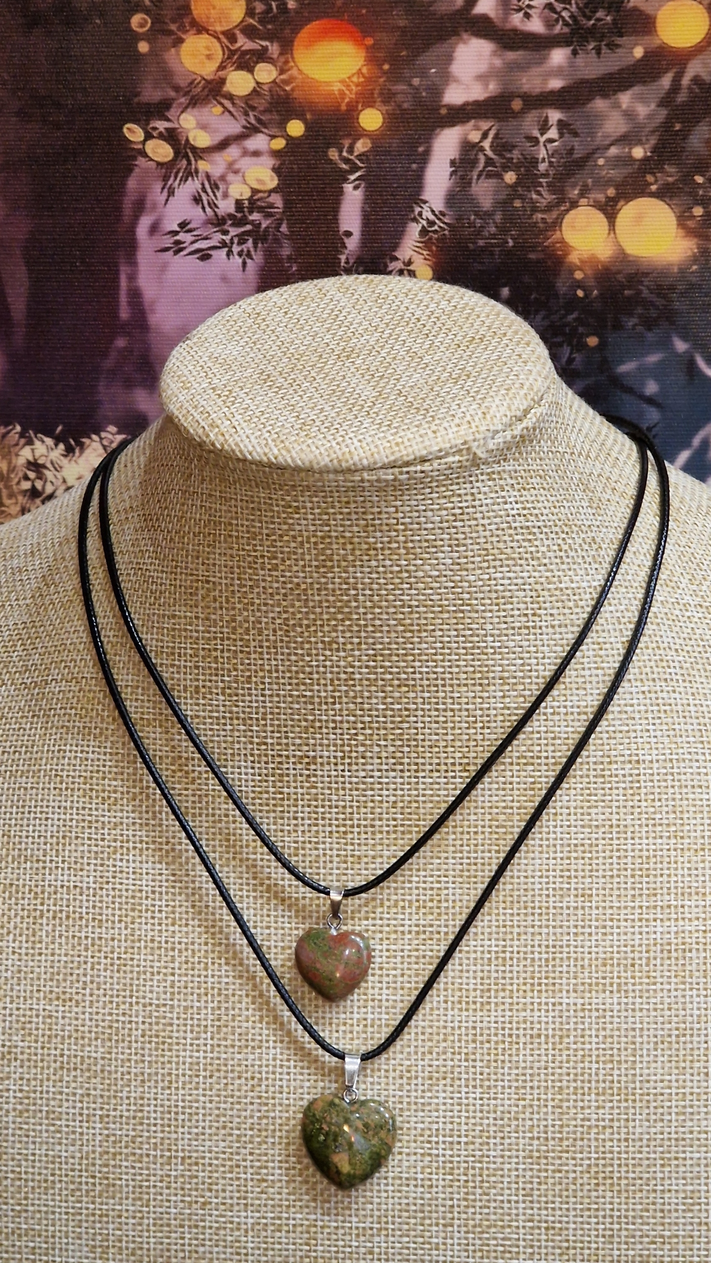 Pendentif coeur unakite