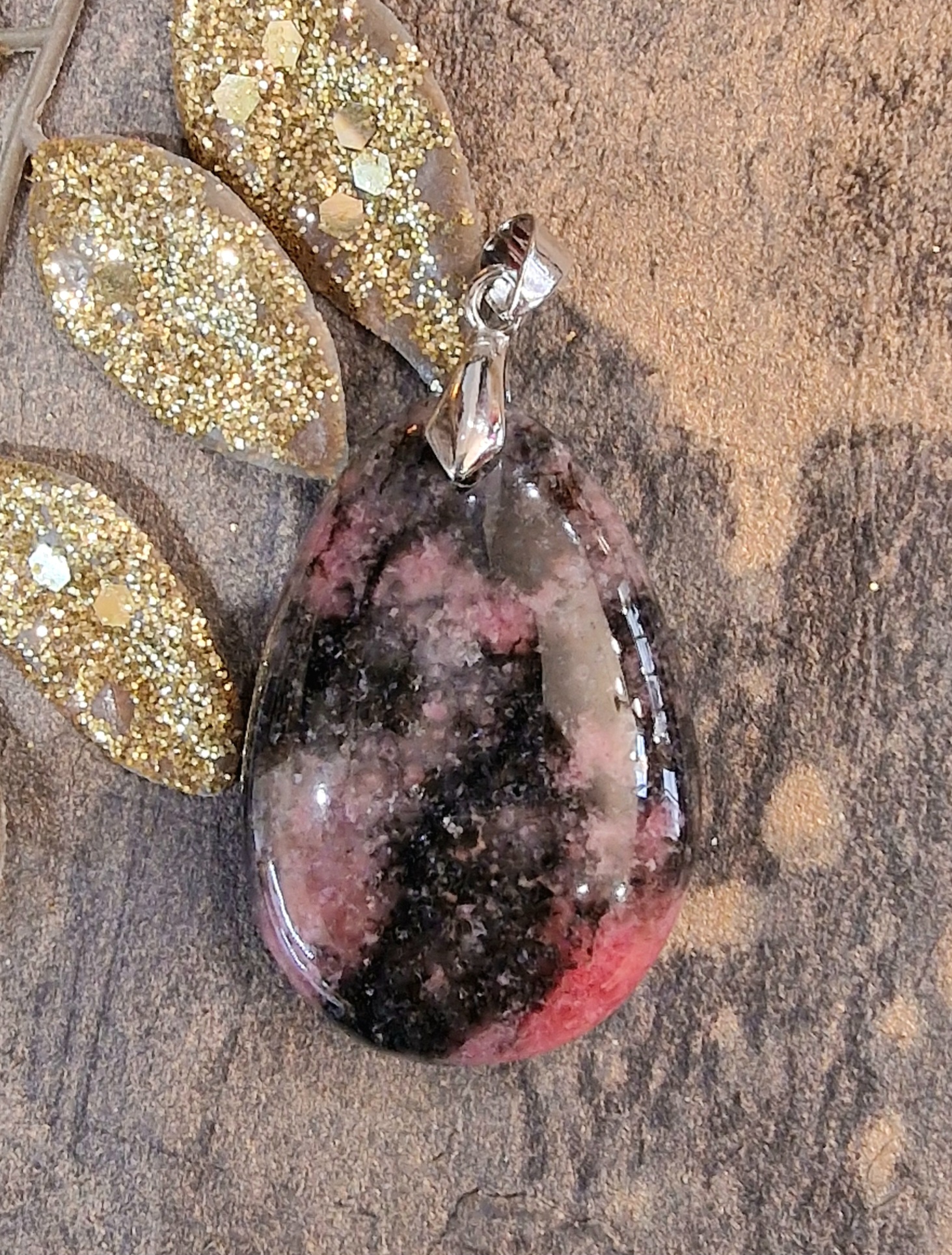 Pendentif rhodonite