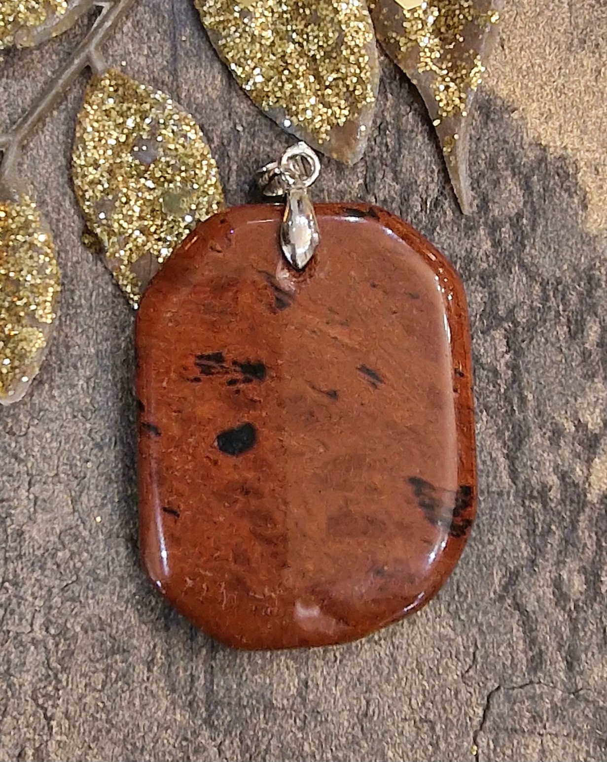 Pendentif obsidienne acajou