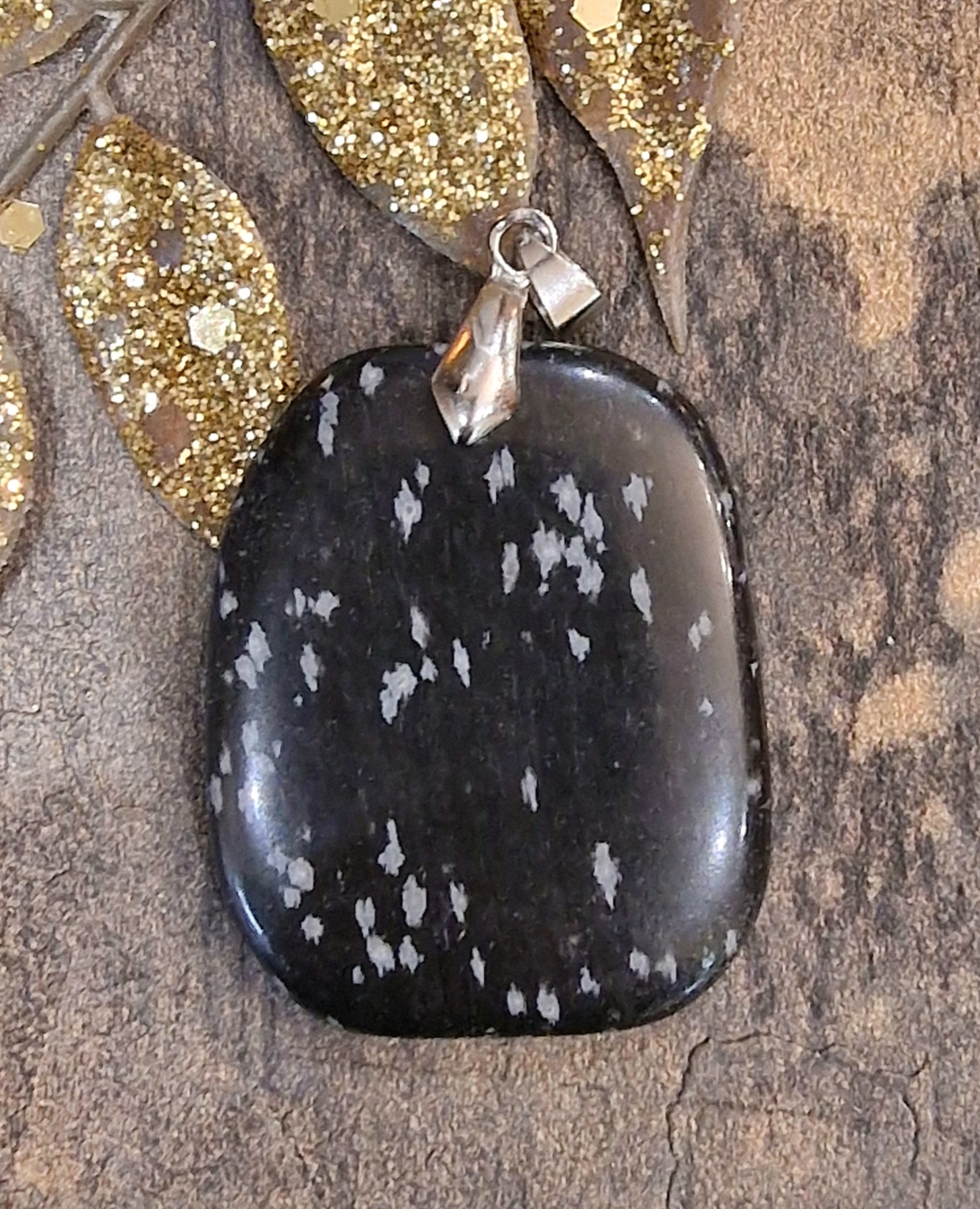 Pendentif obsidienne neige