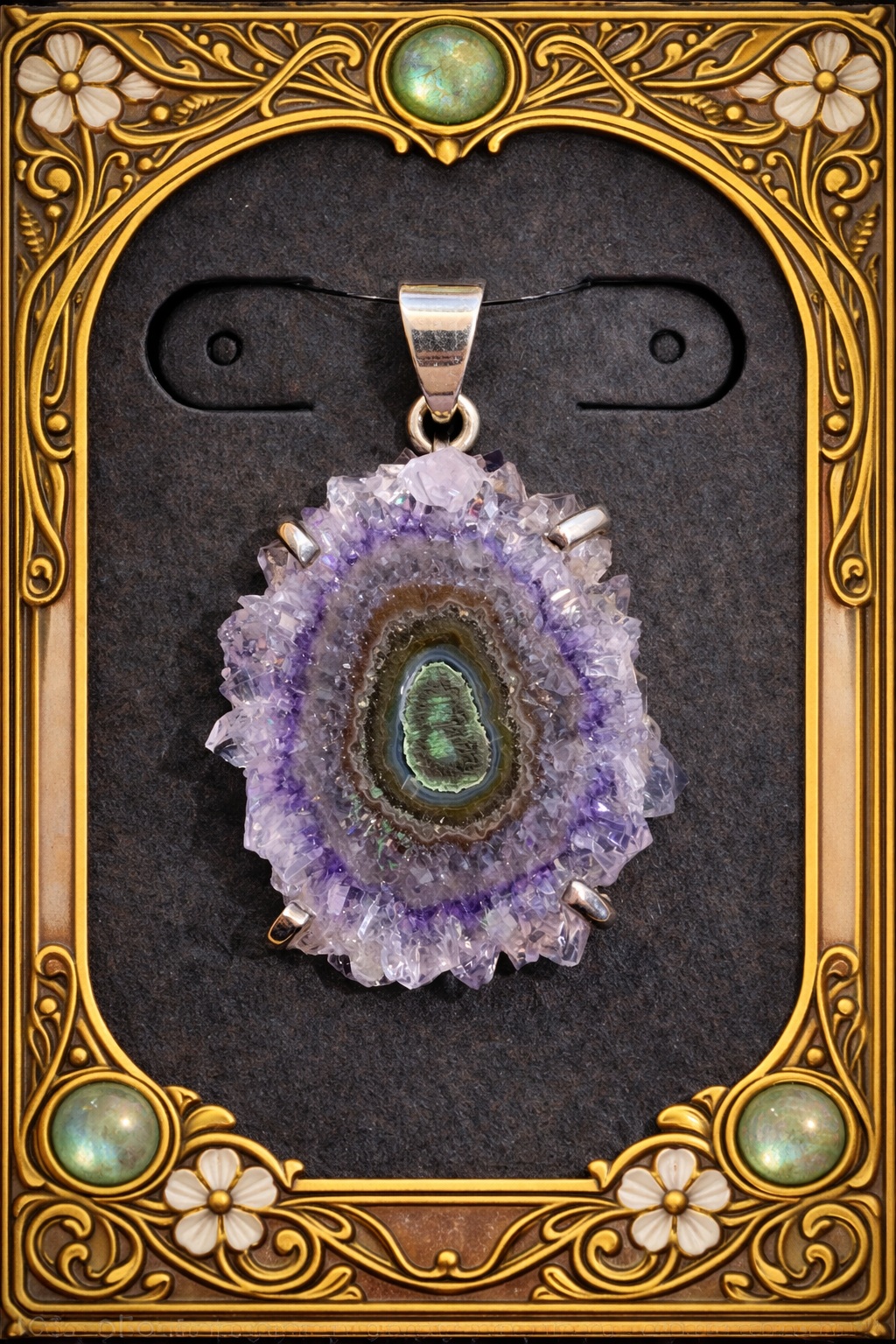 Pendentif argent Big Amethyst on SpiderWeb& sa chaîne-Envoi