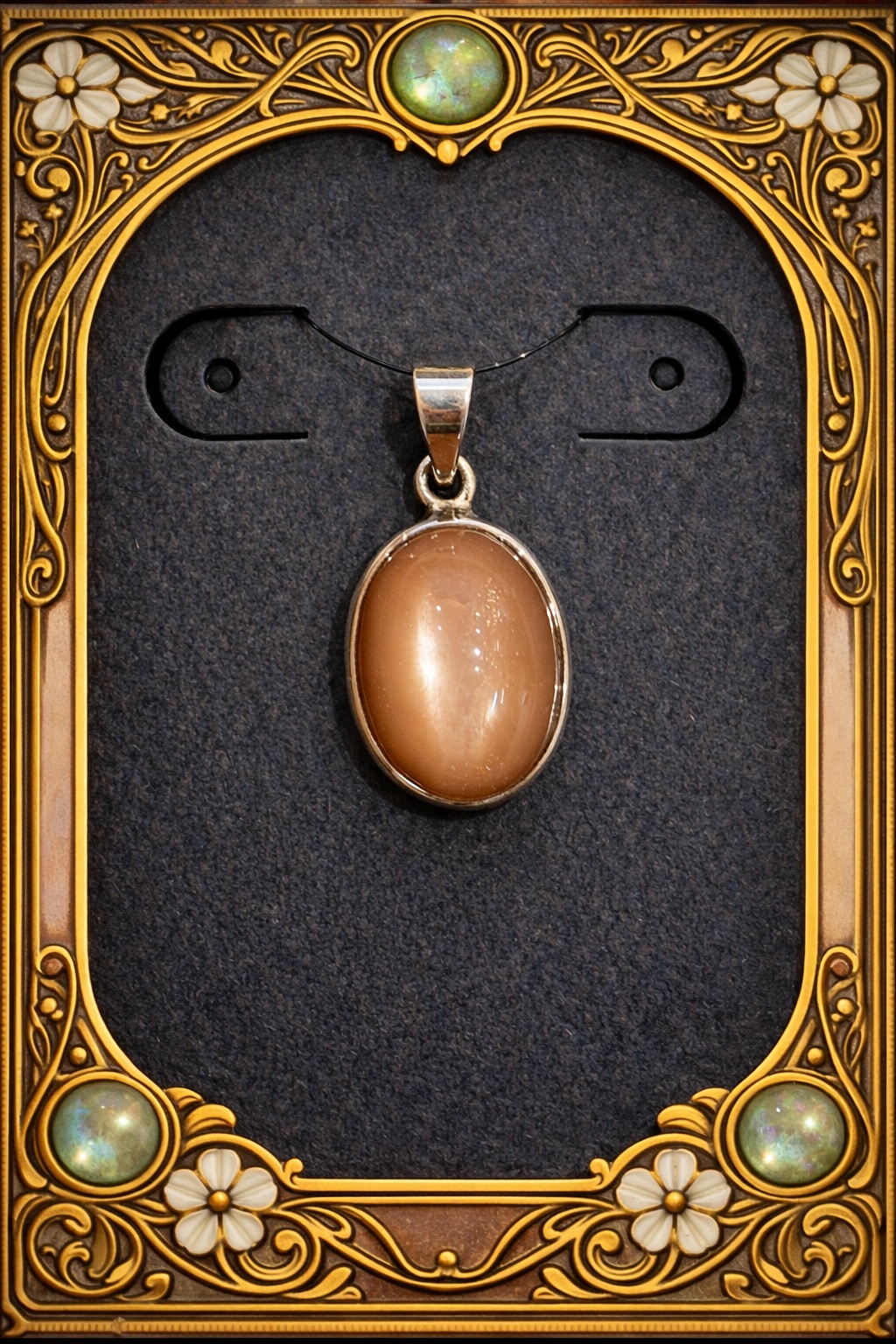 Pendentif pierre de lune beige