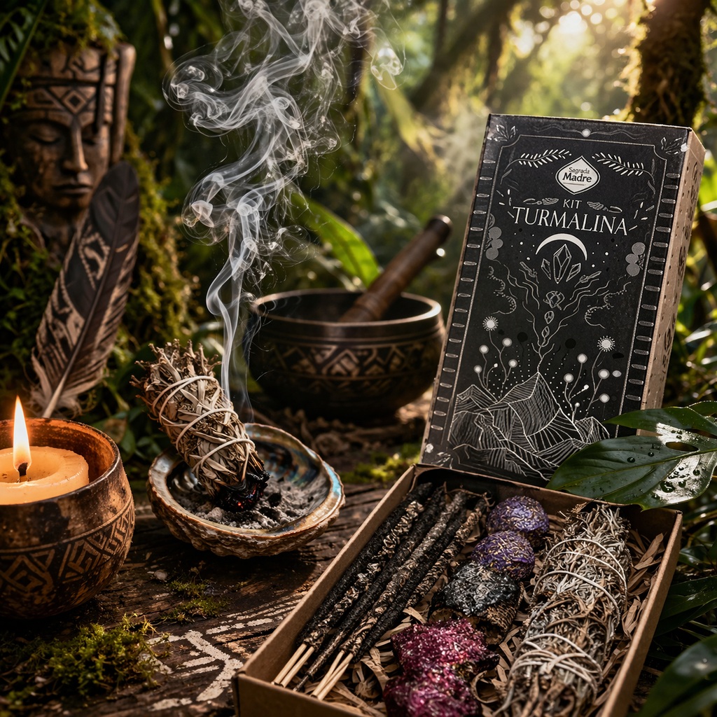 Coffret Tourmaline et encens sacrés - purification et protection