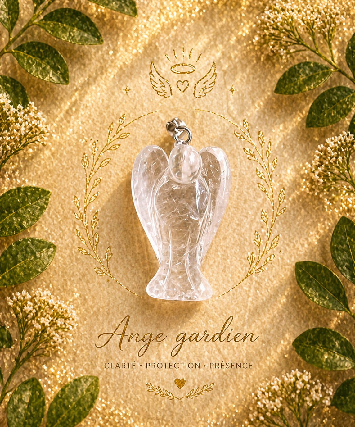 Pendentif Cristal de Roche - Ange Gardien - Protection et guidance