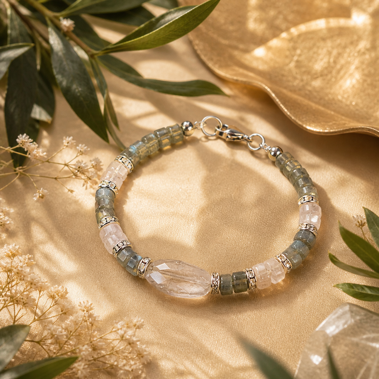 Bracelet morganite et labradorite