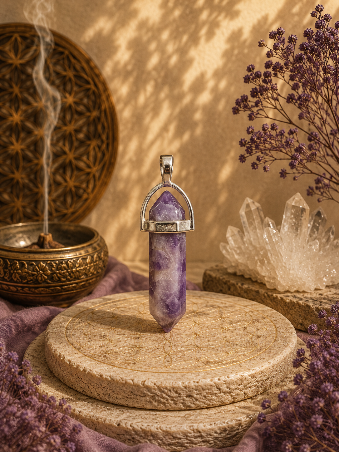 Pendentif Améthyste - Biterminé - Sérénité et Protection