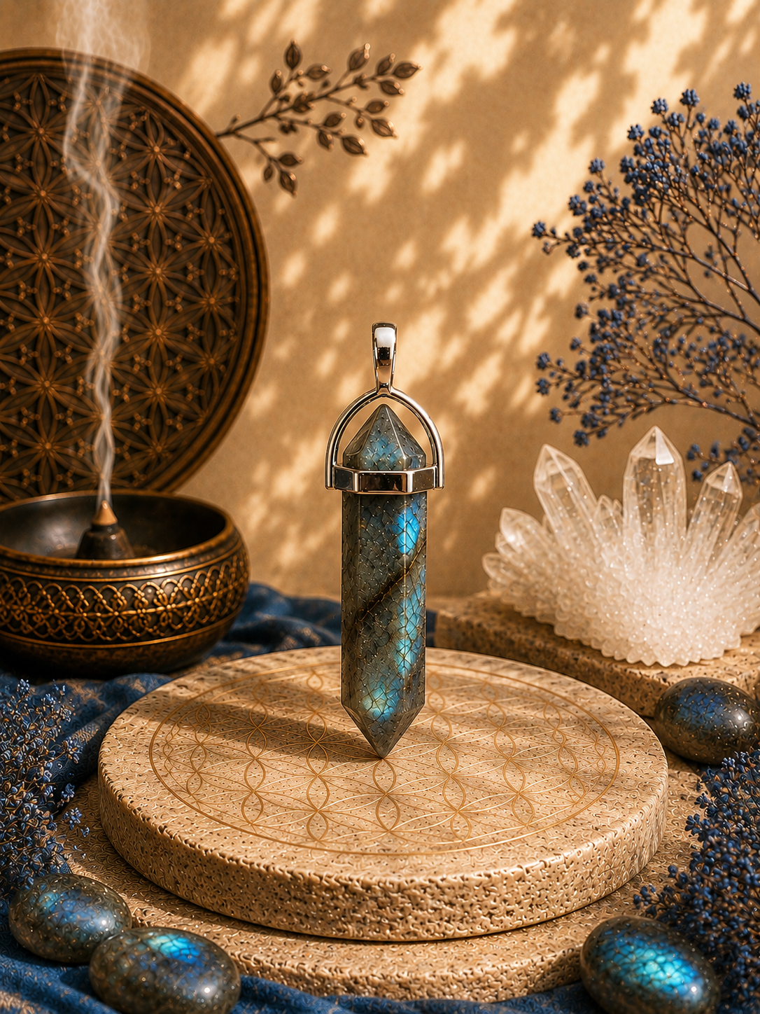 Pendentif Labradorite - Biterminé - Protection et Equilibre