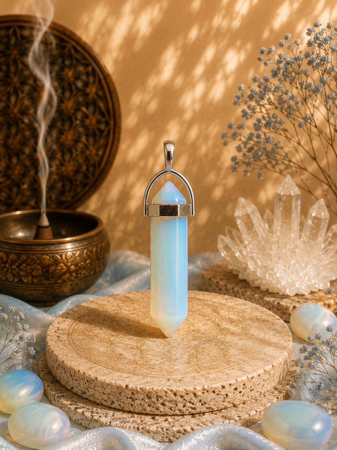 Pendentif Opaline - Biterminé - Sérénité et harmonie
