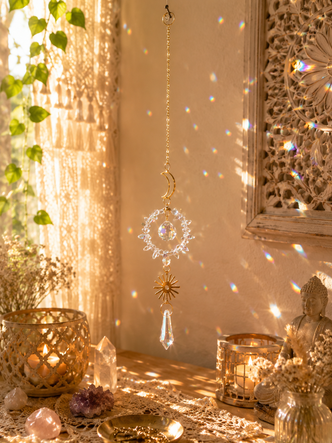 Suncatcher Feng Shui - Lune et Soleil