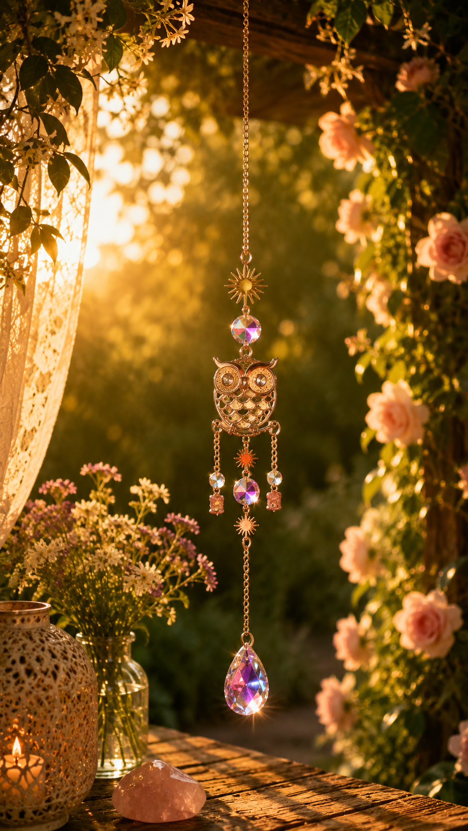 Suncatcher Feng Shui - Chouette Céleste