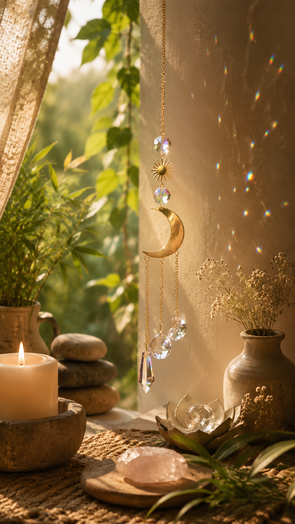 Suncatcher Feng Shui - Lune et Soleil