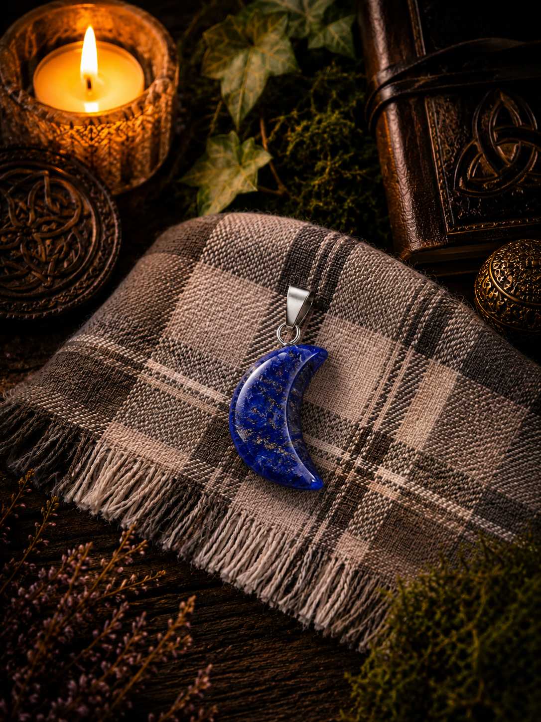 Pendentif Lapis Lazuli - Lune - Intuition et Confiance